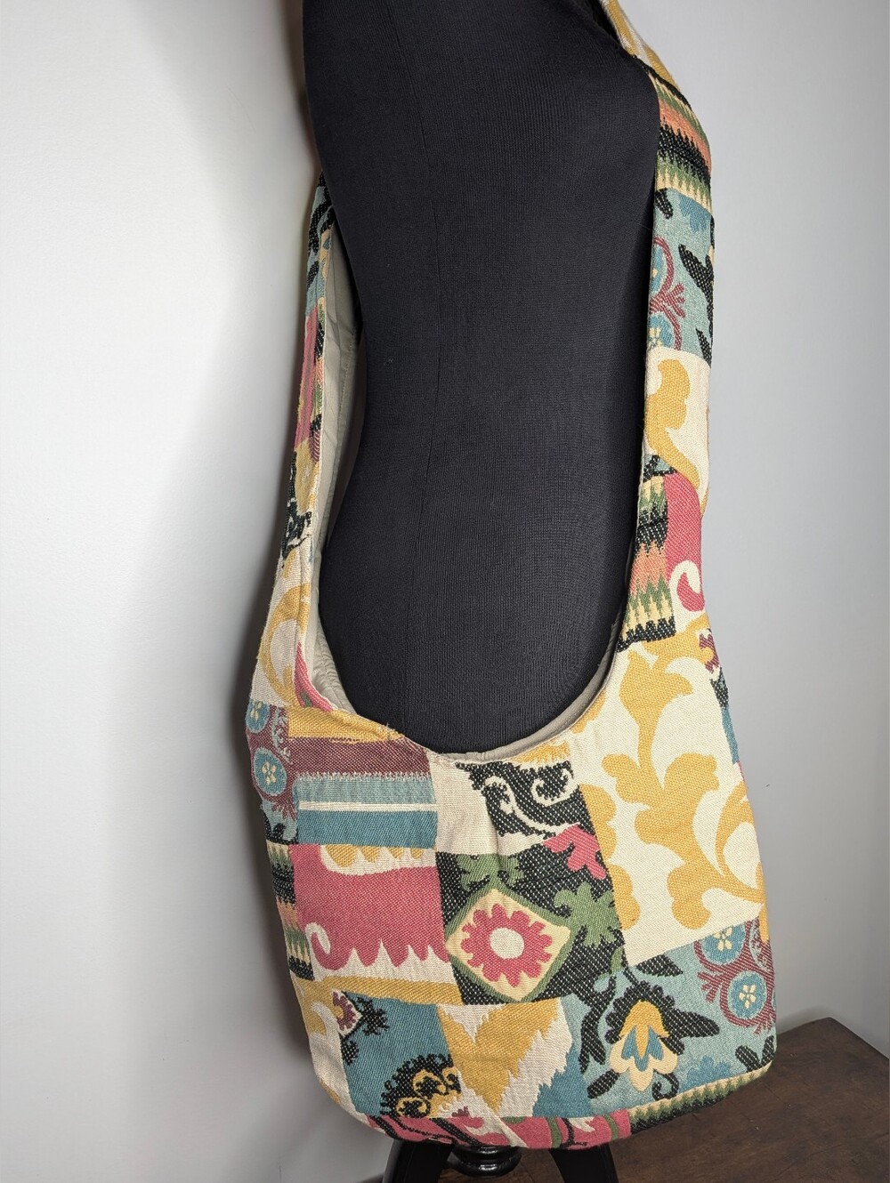 New Hope Girls Multicolor Patchwork Boho Lined Tied Strap Shoulder Bag Purse